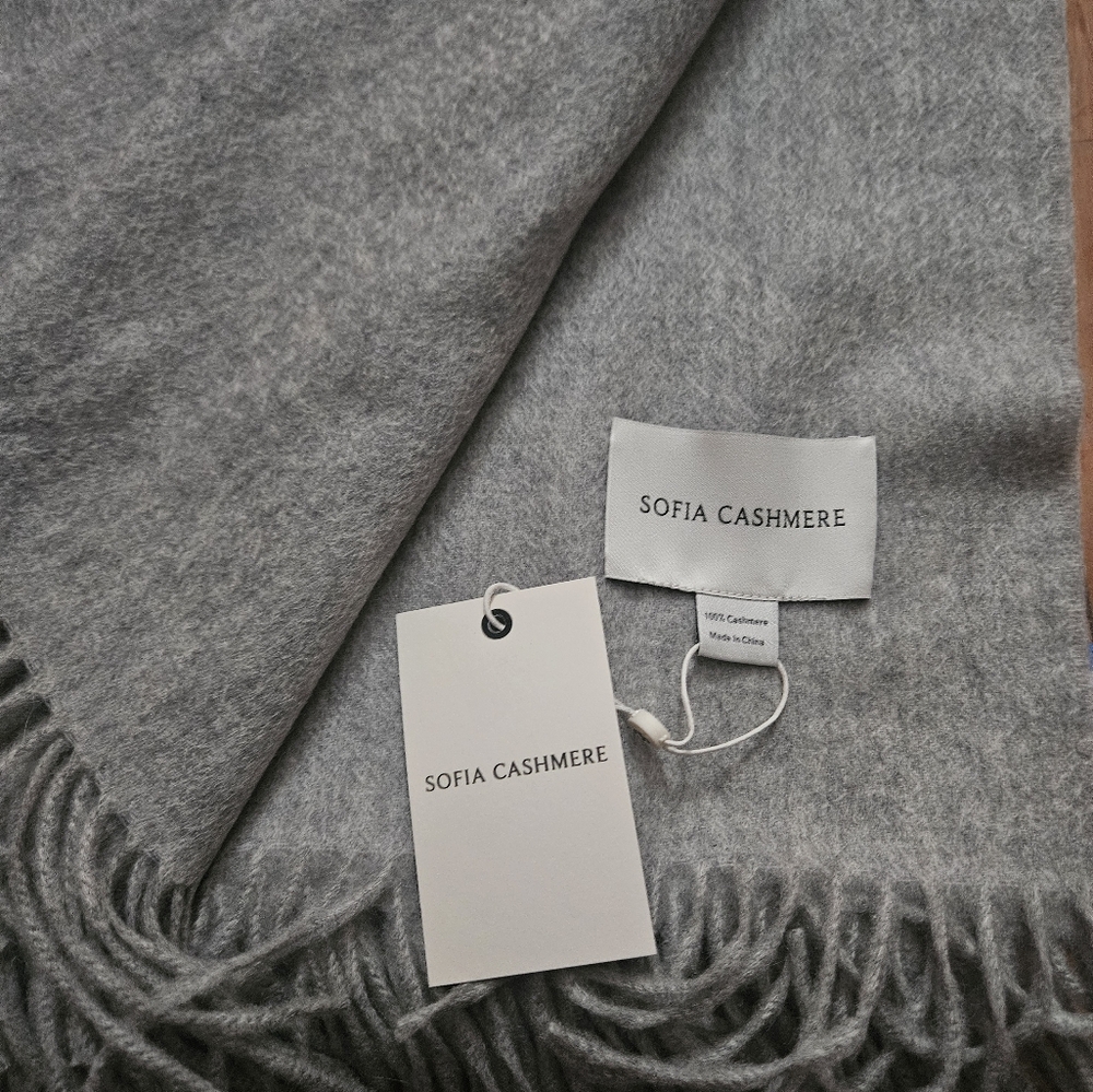 Sofia Cashmere Trentino throw pales blanket- Grey